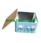 kitchen use square storage tin container with bamboo lid