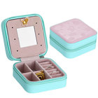 portable high quality PU leather velvet jewelry accessory case ornamemnt storage organizer box