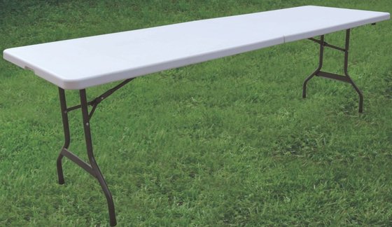 China sell 8 foot fold in half table/portable outdoor folding table furniture supplier