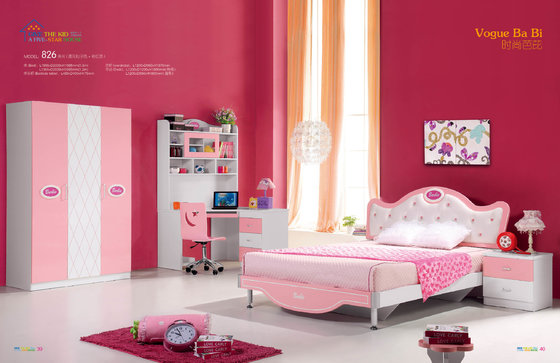 China modern painted MDF pink kids bedroom furniture Foshan factory,#826 supplier