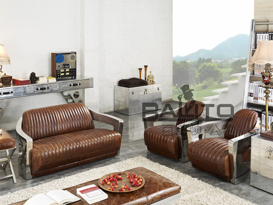 China vintage America style 1+2+3 leather home sofa set furniture supplier