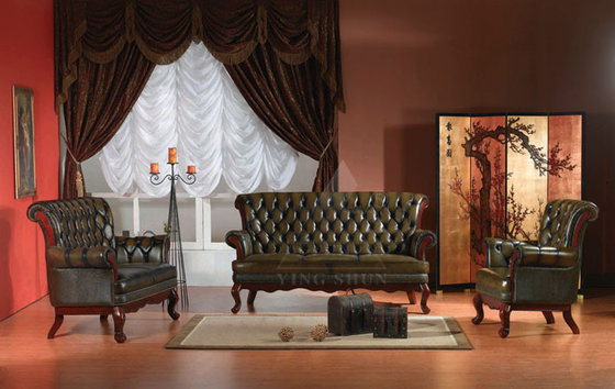 China Classical antique Europe style chesterfield leather sofa set supplier