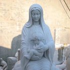 Stone Church Figure Sculpture Life Size White Marble Virgin Mary Statue for Indoor