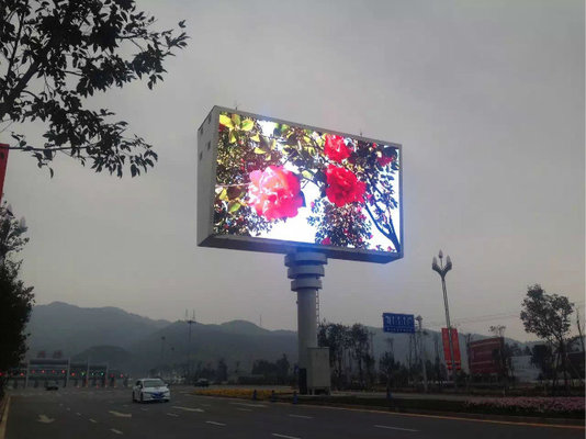 China Big View Angle Outdoor SMD LED Display P8 Advertising Video Wall One Pole Supported supplier