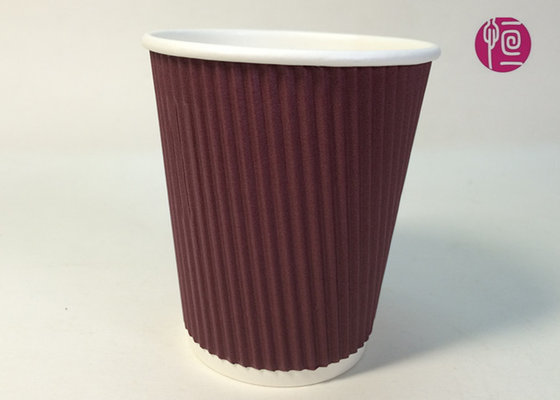 China Personalized Disposable Ripple Paper Cups 8 Oz 300ML With Flexo Printed supplier