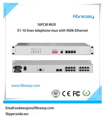 China High performance E1 pcm mux 16Voice and 4 port Ethernet , 4 port data fiber optical Multiplexer with network managed company