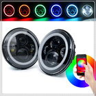 Phone Control Bluetooth jeep wrangler headlight RGB Color Halo Ring,7inch led headlight 7" DRL For Jeep wrangler tj/cj