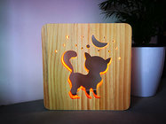 Blank Wooden Laser Engrave Pet Aftercare Tribute Memorial LED Light Candle Cat and Night Sky Stars and Moon, MOQ 1 PC