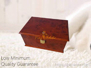 Luxury rich cherry color archered lid high gloss finish blank wooden tribute keepsake box with lock and key.