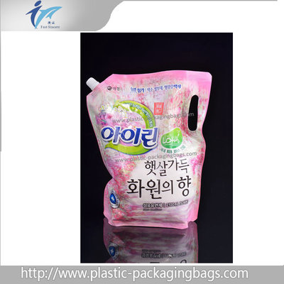 China Household Washing Liquid Packaging Bags Stand Up Spout Pouch in Pink Red supplier