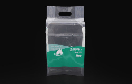 China Custom Clear Plastic Wet Wipes Packaging With Die-Cut Handle supplier