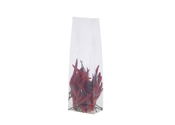 China Clear Square Block Bottom Plastic Packaging Bags For Vegetable Packaging supplier