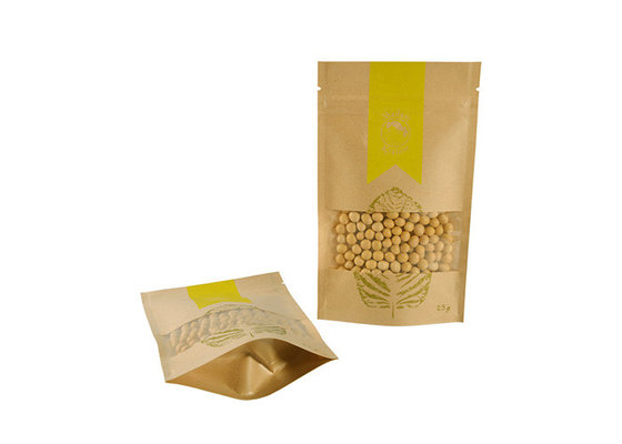 China Airtight Food Packaging Brown Kraft Paper  Bag With Clear Window supplier