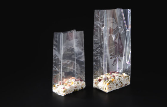 China Approved FDA  Plastic Clear Printed OPP Block Bottom Bags Flat Base For Cakes Cookies supplier