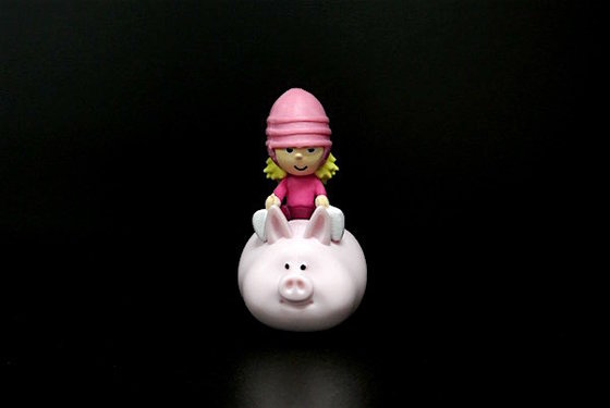 China One Inch Height Plastic Toy Figures A Girl With Pinky Hat On A Pig As Tumbler supplier