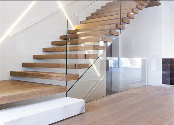Modern diy floating stairs wooden stair tread residential stairs