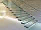 Modern wood and iron stairs railing floating stairs decorative glass tread ladder