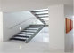 Modern design clear glass double side stringer straight staircase