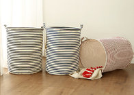 Laundry basket storage bag large box customizable colors stripe Green blue Cotton Linen