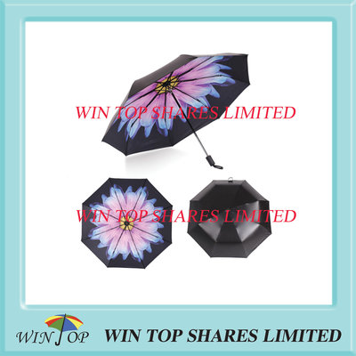 China 3 sections telescopic UV block borage flower Umbrella supplier