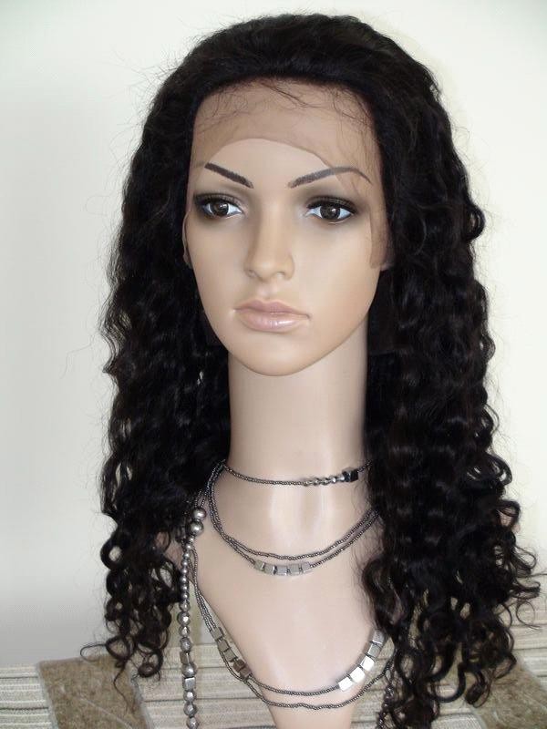 Beautiful Black Color Fashion Water Wave Top Quality Cheap Full Lace Wigs With Baby Hair