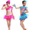 Children inclined shoulder dance costumes girls fassion sequins Latin show dance suit supplier