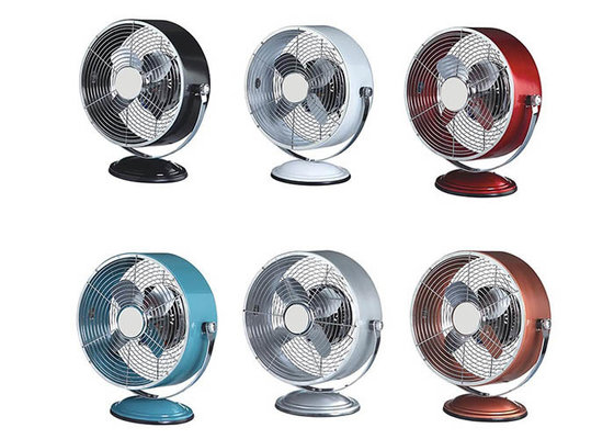China Metal Clock 8&quot; Retro Electric Fan With Knob Switch / Portable Air Cooler supplier