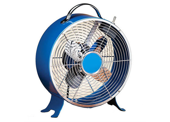 China Blue Retro Metal Fan , 9 Inch Electric Air Cooling Mini Oscillating Fan supplier