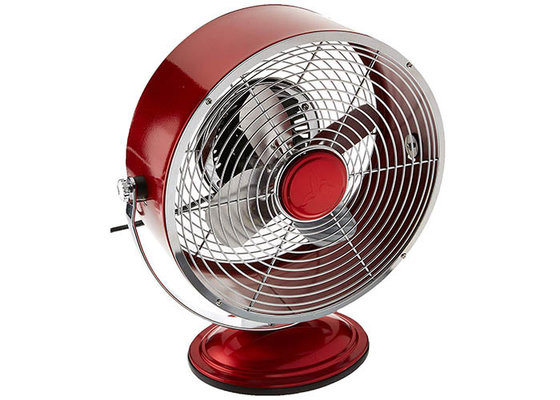 China Red 9 Inch Portable Vintage Electric Fan / Two Speed Air Circulator Retro Table Fan supplier