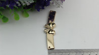 OEM zinc alloy light gold bow-knot shape purse decorative metal corner 65 mm