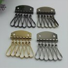 Fashion Style Leather Key Chain Zipper Card Wallet Unisex Iron gold Keychain Holder with 6 Hooks Snap Closure