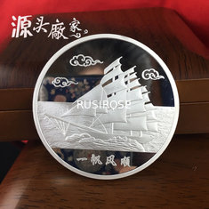China Customized silver commemorative coin,copper Material plated silver coin, glossy coin made to order, gear side coin supplier