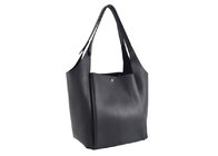 Casual Large Capacity soft PU black shoulder shopping big handbag