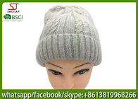 Chinese manufactuer ladies  winter knitting hat 45%cony hair 15%wool 40%Acrylic76g 20*20cm light grey keep warm