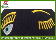Chinese manufactuer  embroider knitting stripe hat 53g 20*22cm 100%Acrylic keep warm