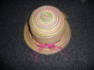 2017 New Style Cute Summer Color Stripe Girls Straw Bowknot Beach Hat Paper Hat