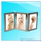 Frames Brushed Silver 4 by 6 Hinged Triple Metal Picture Frame