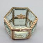 Wedding Gifts Metal Glass Crown Jewelry Box