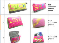 Rectangle bead silicone coin pouch with strap,silicone coin bag purse silicone Material and Pencil Bag Type