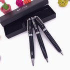 Sliver Clip Metal Pens Ballpoint Black Barrel Engrave Logo Pen