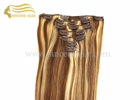China Hot Sale 20&quot; Clip In Hair Extensions for sale - 50 CM 100 G 7 Pieces Piano Colour Remy Hair Clips-In Extensions for Sale supplier