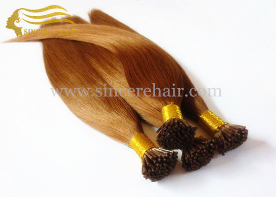 China 18&quot; Light Brown Pre Bonded I Tip Remy Hair Extensions 0.75 G / Strand For Sale supplier