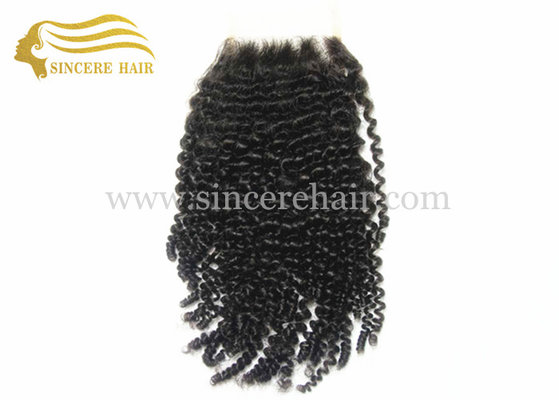 China Hot 18&quot; Clouser Hair Extensions - 18&quot; Black Curly Virgin Remy Human Hair Clouser Extensions 4 X 4 For Sale supplier