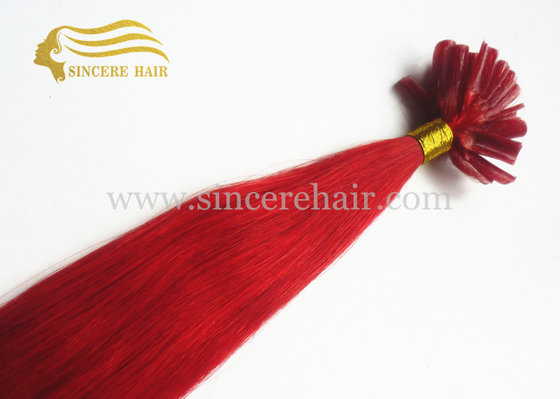 China New Fashion Hair Products, 20&quot; RED Straight Italian Keratin Fusion U-Tip Hair Extensions For Sale supplier