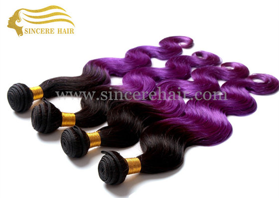 China Hot Sell 55 CM Body Wave Purple Ombre Hair Extensions Weaving Weft for Sale supplier
