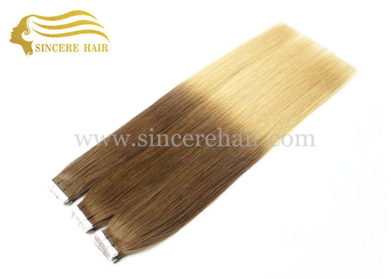 China 60 CM Ombre Blonde Tape Hair Extensions For Sale - 24&quot; Straight Remy Double Drawn Tape In Hair Extension for sale supplier