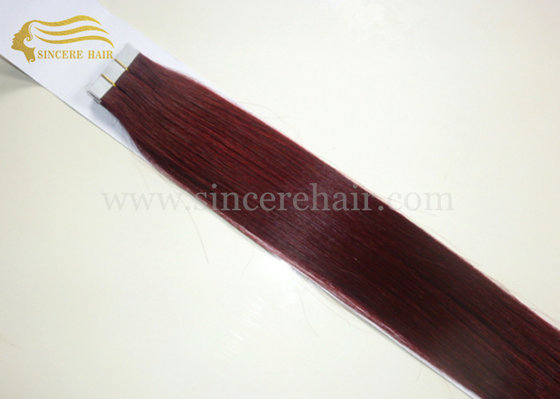 China 22 Inch Remy Double Drawn Tape In Hair Extensions - 55 CM #99J Seamless Tape Hair Extension 2.5 G X 20 PCS for sale supplier