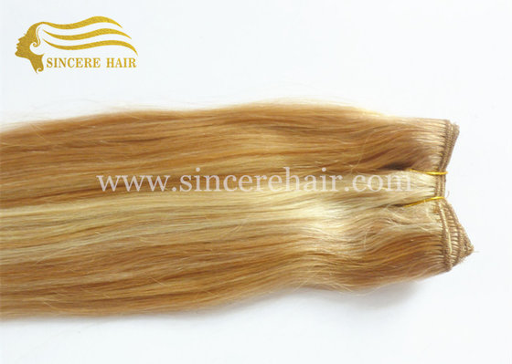 China 50 CM Piano Straight Hair Weft Extensions - 20 Inch Silk Straight Piano Color Remy Human Hair Weft Extension For Sale supplier