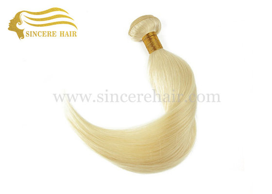 China 16 Inch 40 CM Short White Blonde #60 Remy Human Hair Weft Extensions For Sale supplier