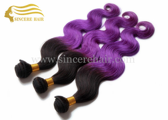 China 55 CM Body Wave Ombre Purple Hair Extensions Machine Weft for sale - 22&quot; Body Wave Ombre Hair Weft Extension for Sale supplier